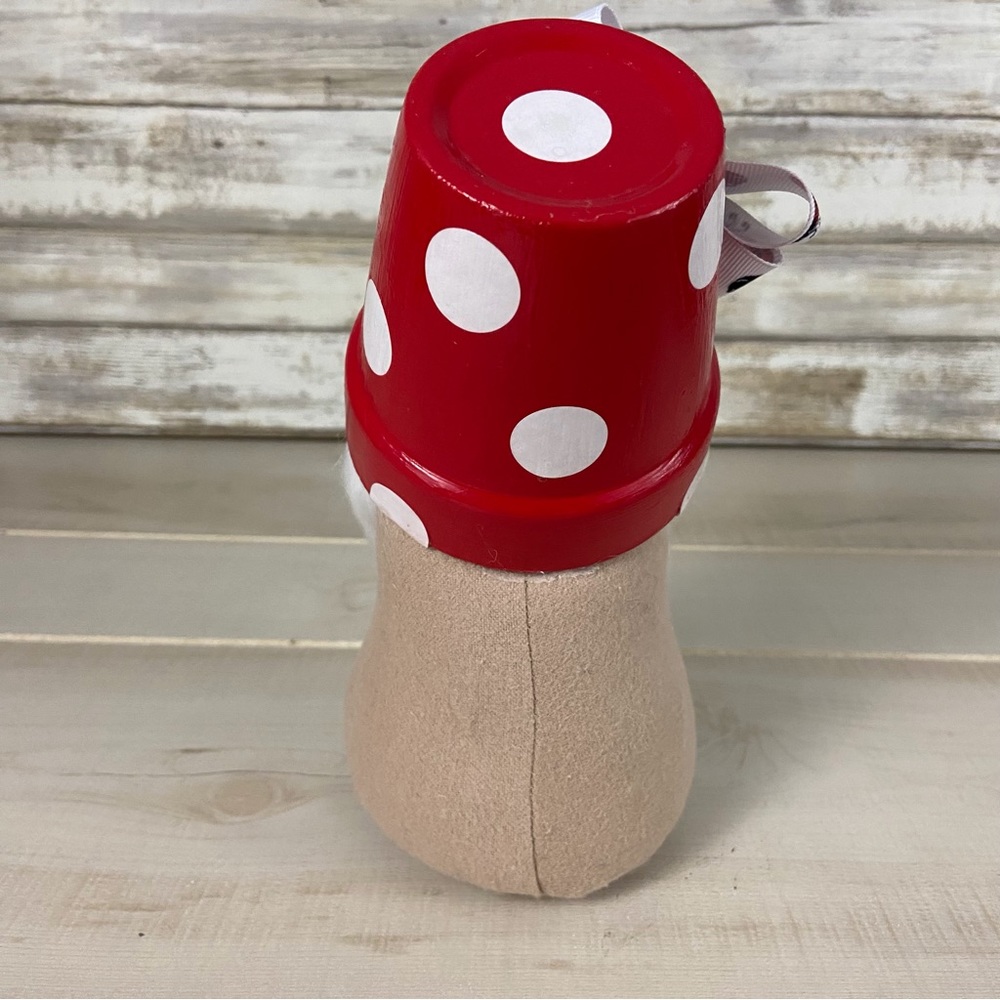 Mushroom Gnome Ladybug Bow Daisy Whimsical Red Tan Flannel White Faux Fur Decor - Picture 5 of 11